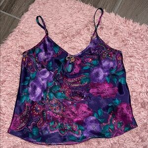 California dynasty vintage paisley satin sleeveless top